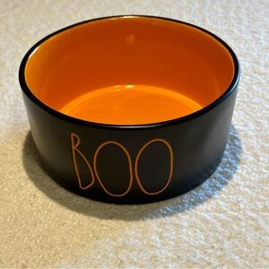 Rae Dunn BOO 6” Dog Bowl Black Orange NWOT Halloween